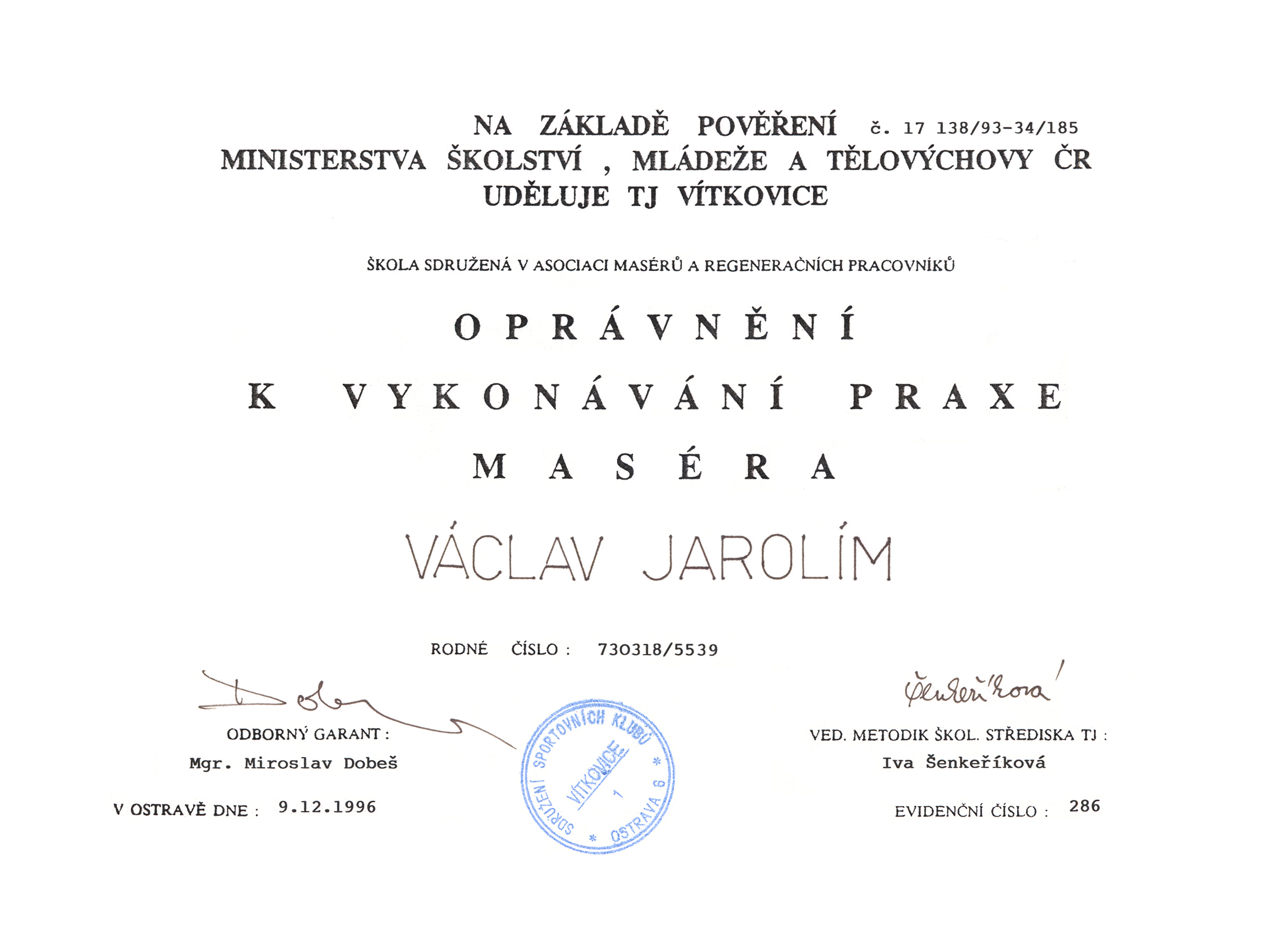Certifikát - Masáže pro těhotné