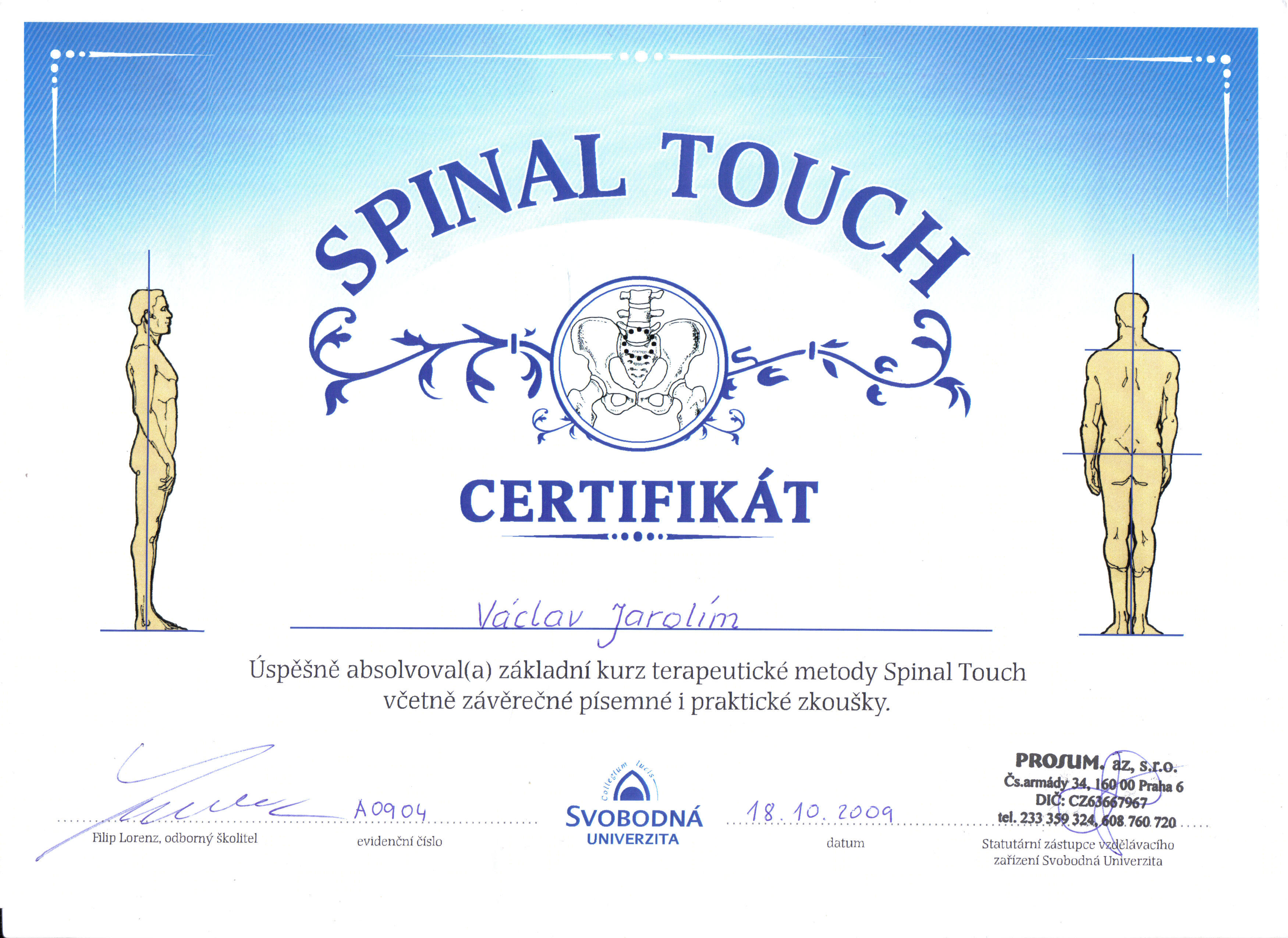 Certifikát - Spinal Touch